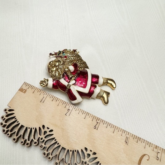 Christmas Santa High-End Enamel Vintage Figural Pin Brooch - Picture 11 of 12